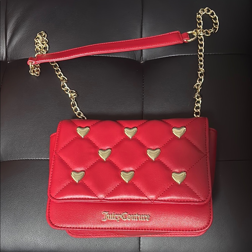 Juicy Couture Red Quilted Heart Crossbody Bag